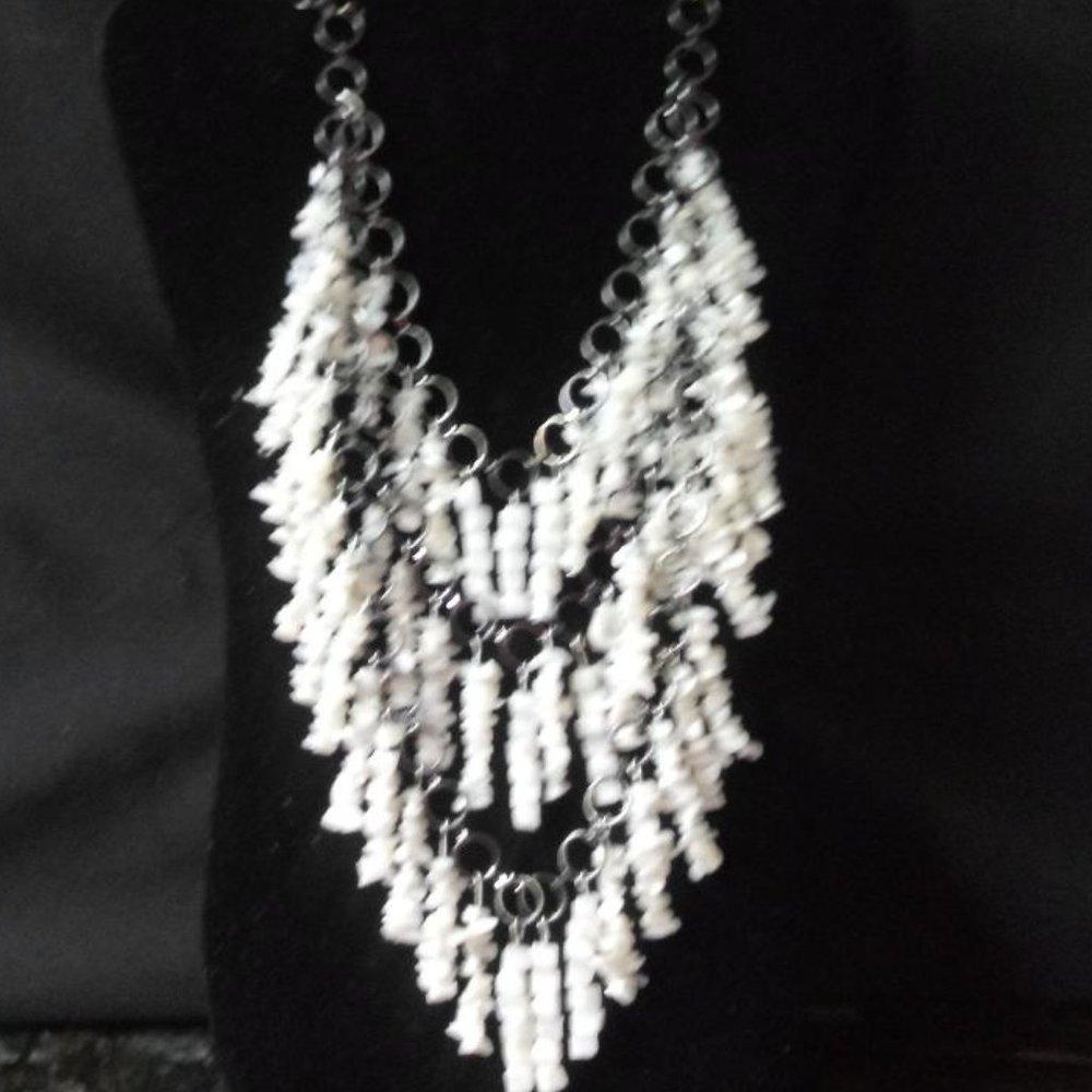 Statement!  Moonstone multi-level necklace.